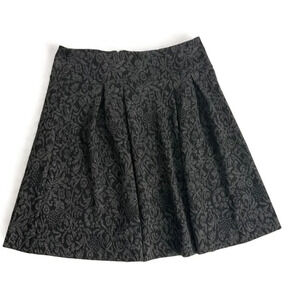Loft NWT Charcoal Grey Floral Knee Length School Girl‎ Skirt Size 8